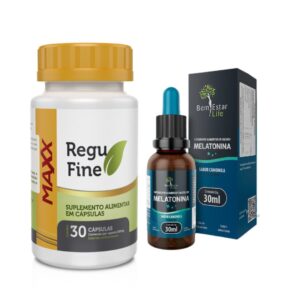 Regu Fine Maxx e Melatonina em Gotas Bem Estar Life Emagrecimento sem insônia
