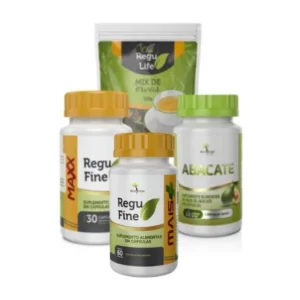 Regu Fine MAxx + Oleo de Abacate 60 cap + Cha pacote + Regufine MAIS Bem Estar Life