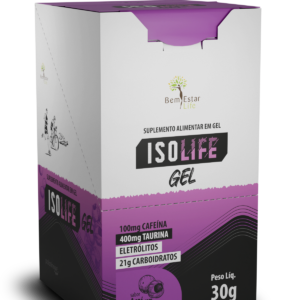 Gel Carbo ISOLIFE com caféina e taurina – 10 sachês sabor Açai com Guaraná