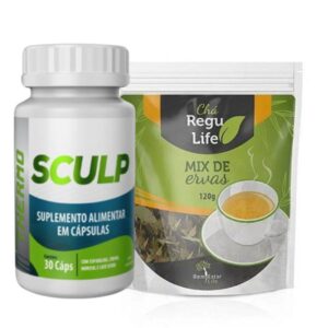 SCULP THERMO + Chá Regu Life Combo Emagrecedor Bem Estar Life